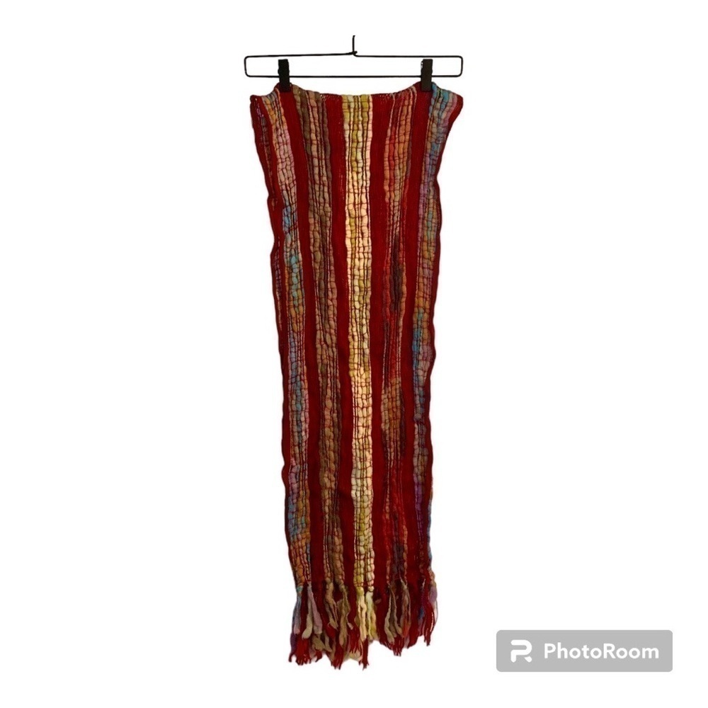 🧣 Fun & Colorful Boho Scarf, Red-Blue-Yellow, Used 🕶